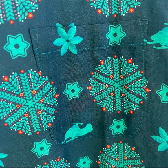 Teal and Green Patterned Organic Cotton Shirt - Picture 2 of 5